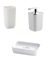 Set portaspazzolini, dosasapone e portasapone d' appoggio Gedy linea Seventy bianco