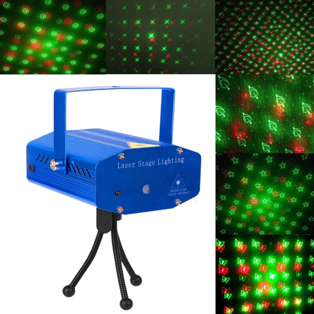 Trade Shop - Mini Proiettore Luce Luci Per Disco Discoteca Portatile Mini Dj Verde Rosso -