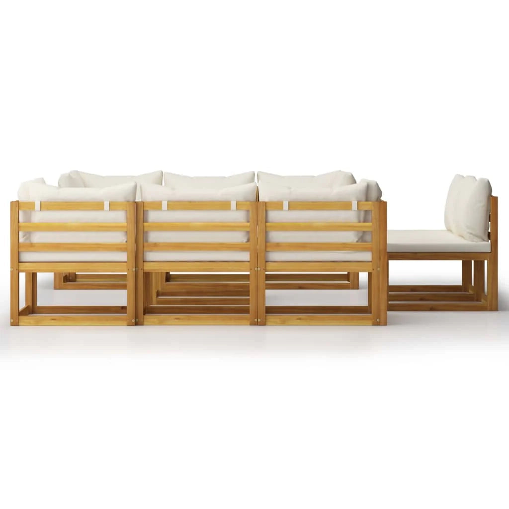 Set di mobili da giardino mobili da esterno 9 pezzi con cuscini color crema legno massello di acacia 02_0017889