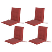 Set di 4 cuscini per sedile 108 x 50 x 5 cm Cuscino per sedia con nastri; coprisedile esterno interno Rosso vino