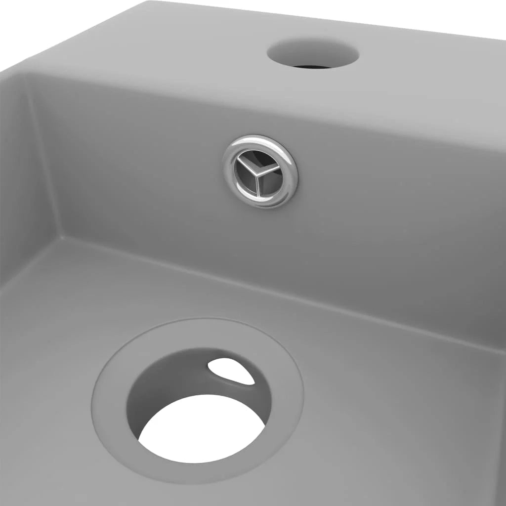 Lavandino da bagno con troppopieno in ceramica 48 x 25 cm grigio chiaro 02_0002735