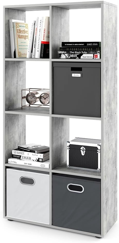 Scaffale Scutum, Calcestruzzo, 143 x 72 cm, per l’utilizzo come divisorio o come libreria aperta