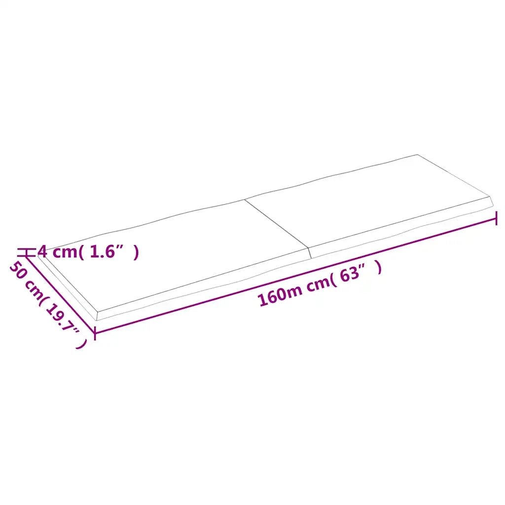 Piano Tavolo Marrone Chiaro 160x50x(2-4) cm Rovere Non Trattato 363970