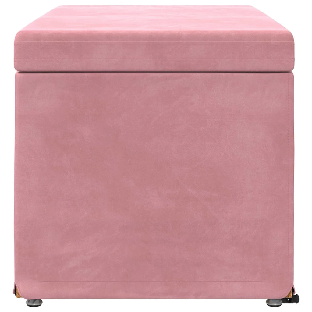 Pouf Rosa 81 x 41 x 40 cm Velluto e Legno Ingegnerizzato