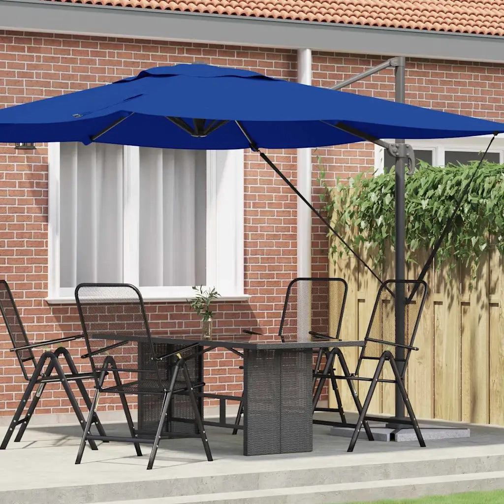 Parasole Roma-Ombrellone da giardino Blu 286 x 284 x 265 cm Alluminio e Poliestere