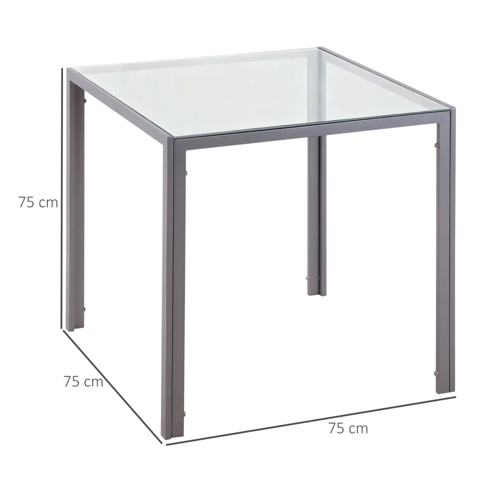 Tavolo da Pranzo Quadrato in Vetro per 4 Persone ¨C zephmum ¨C Grigio 75x75x75 cm