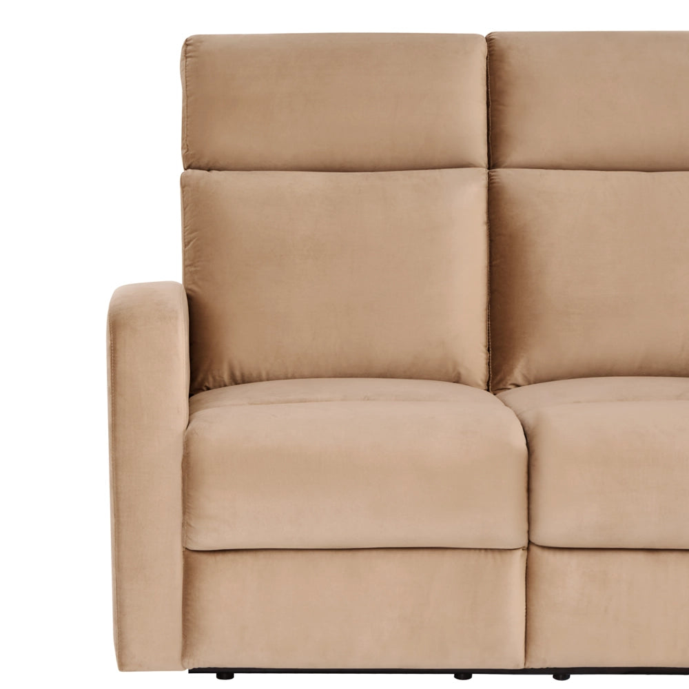 Divano reclinabile elettrico moderno in tessuto vellutato a 2 posti marrone chiaro design moderno glamour soggiorno