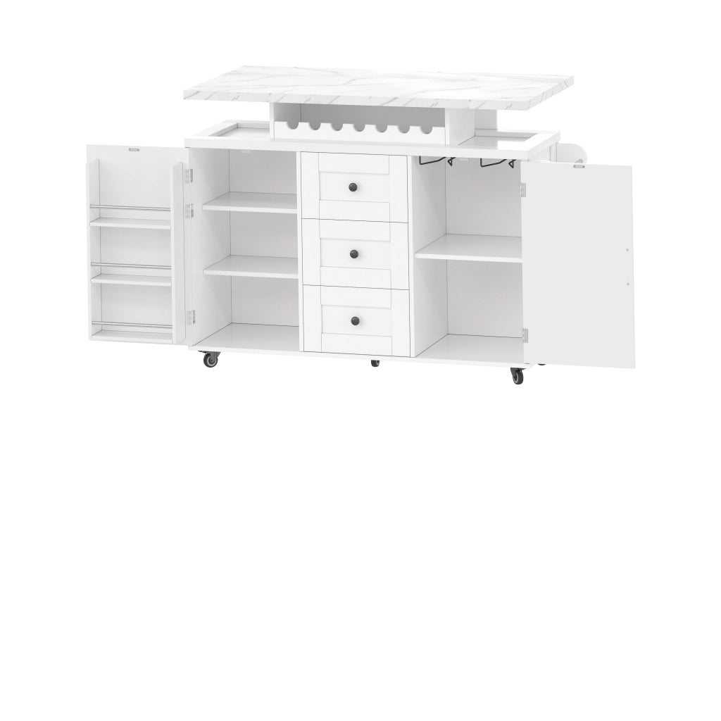 Isola Cucina Mobile con Piano Pieghevole ¨C MINIMAL ¨C Legno, 120x60x93 cm