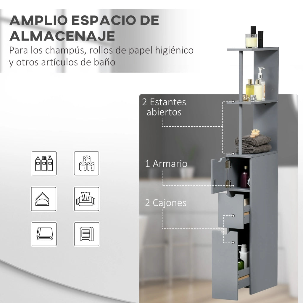 Colonna Bagno Moderna ¨C zephmum ¨C Grigio 15x33x136,8 cm