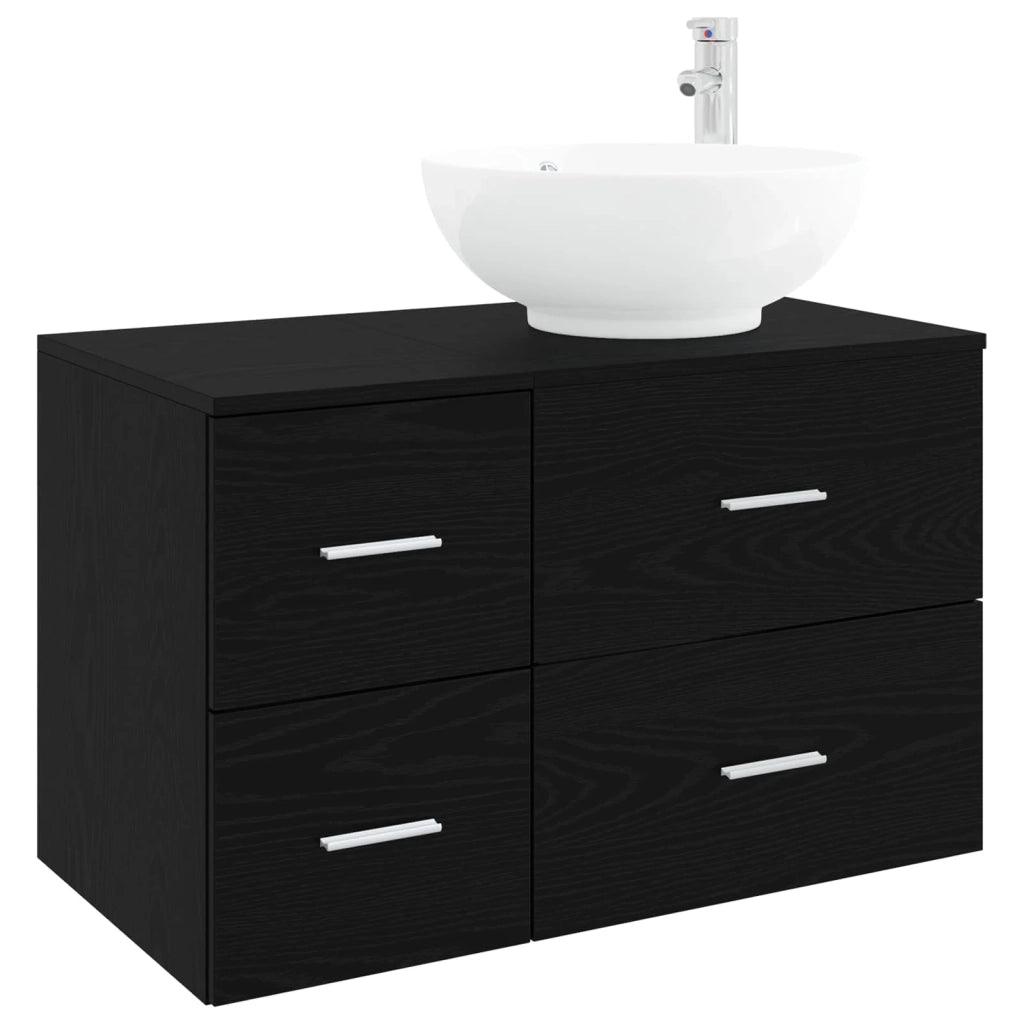 Set di mobili per il bagno 2 pz Rovere Nero 3403993