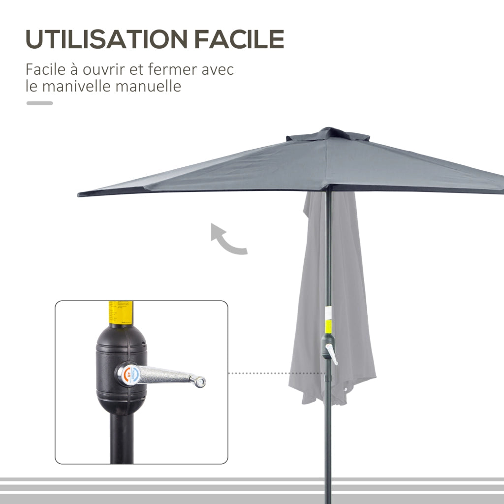 Parasole da balcone pieghevole 5 bracci ¨C zephmum ¨C grigio 270x140 cm