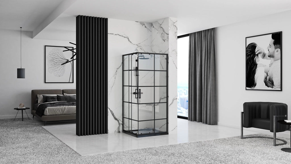 Cabina Doccia Rea Concept Black 90x90 con piatto doccia Savoy black