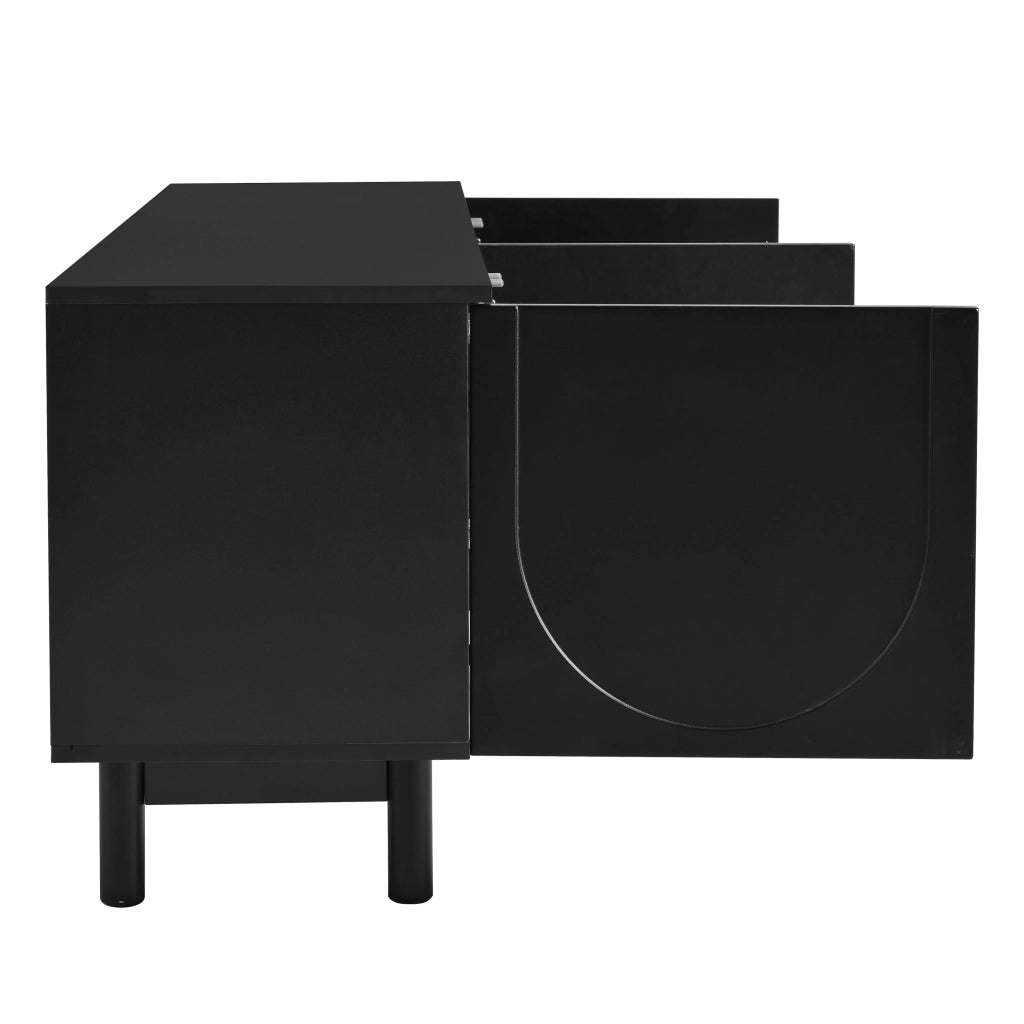 OKWISH Mobile TV con 4 Ante e Ripiani Regolabili, Apertura a Pressione, per Soggiorno, Nero, 175 x 38 x 56 cm