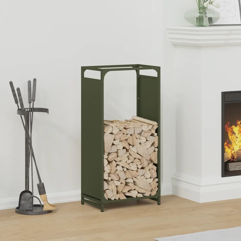 vidaXL Rastrelliera per Legna da Ardere Verde Oliva 44x28x90 cm