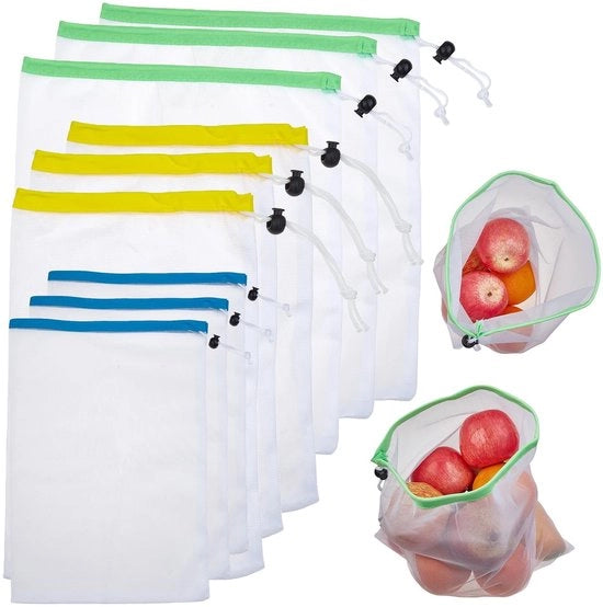 Set di 9 tas da stiro riutilizzabili - 3 misure - Ideale per uso quotidiano - Bianco - Tasche da stiro con cordino per aprire