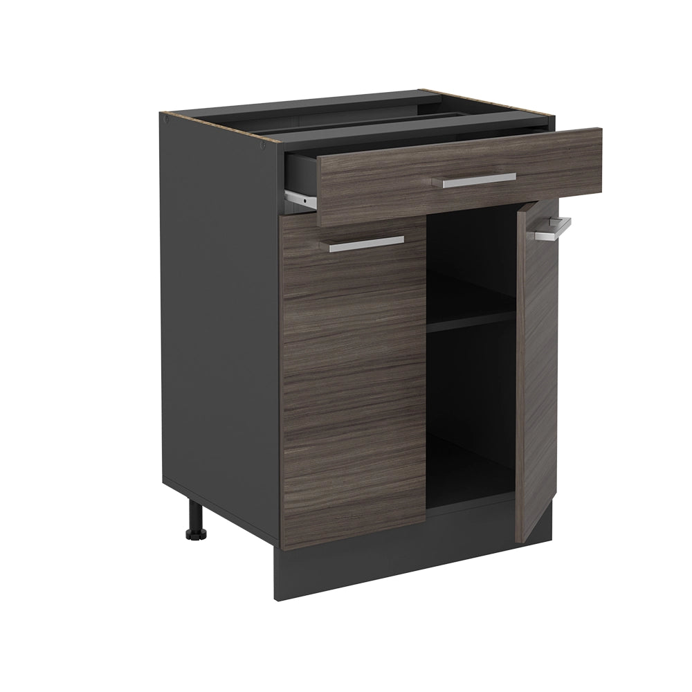 Mobiletto base per cucina R-Line Grigio nobile/Antracite 60 cm con cassetto, senza piano di lavoro Vicco
