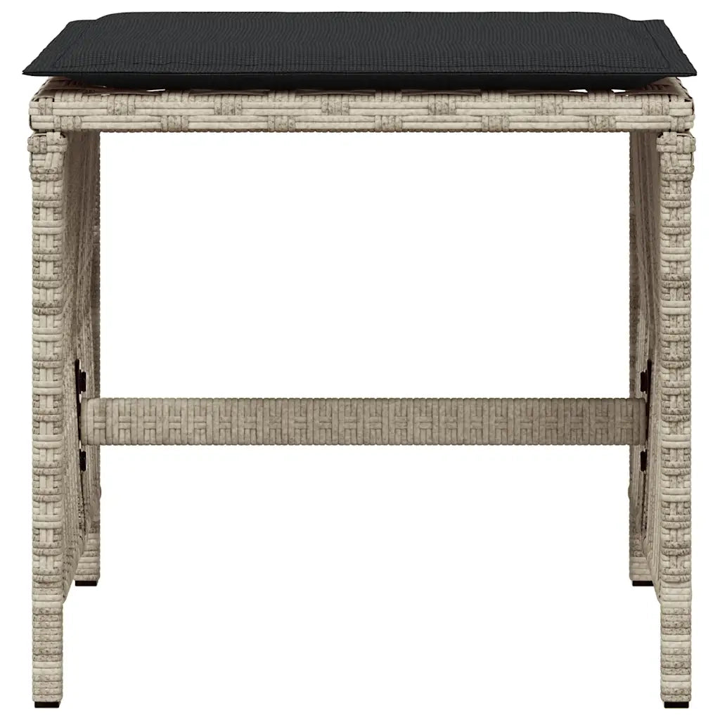 vidaXL Sgabelli Giardino Cuscini 4pz Grigio Chiaro 41x41x36 Polyrattan