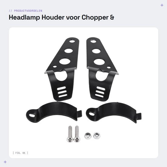 Supporto Lampadina Alta Qualità in Ferro Battuto - Adatto per Chopper/Cafe Racer - Lunghezza Braccio 134mm - Diametro Tubo Forcella 33-43mm - Installazione Facile - Supporto Lampadina