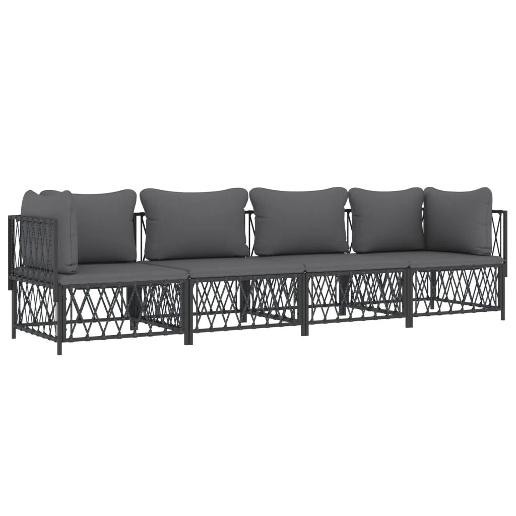 Set Salotto da Giardino 4 pz con Cuscini in Acciaio Antracitecod mxl 76591