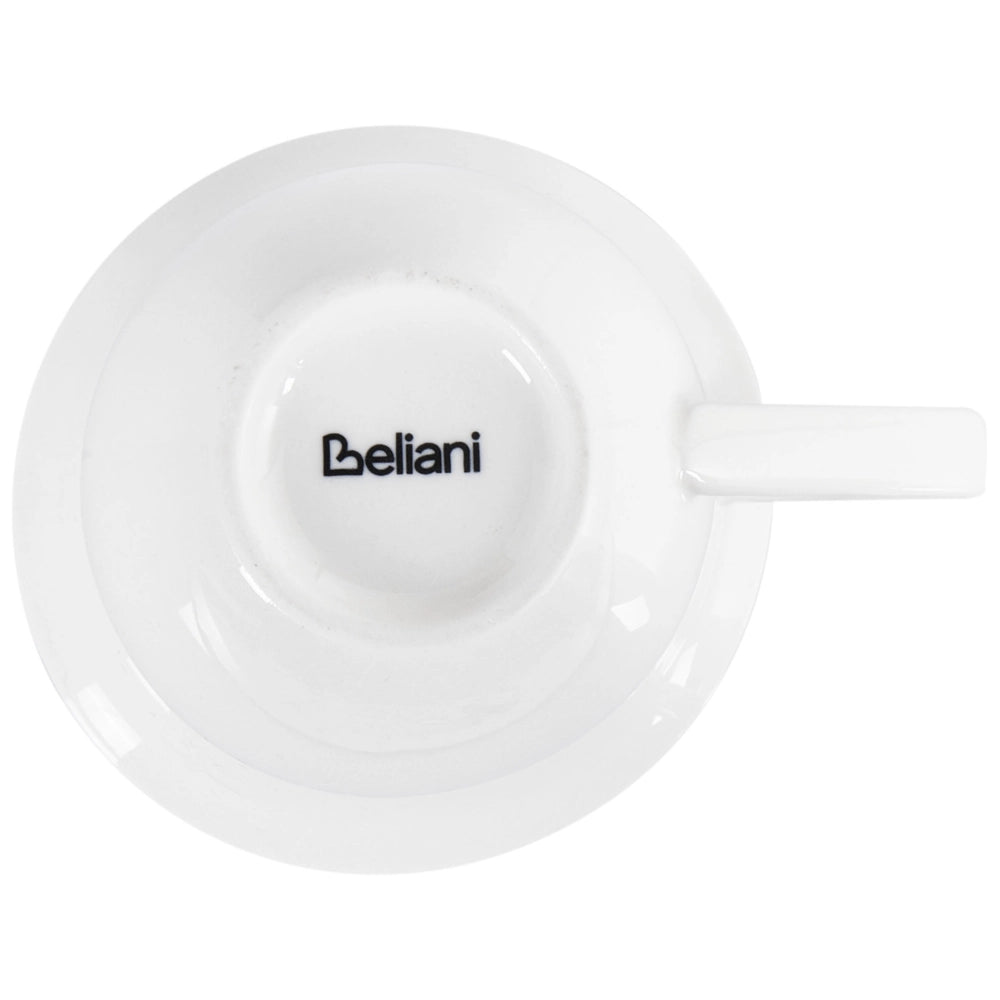 Set di 4 tazze con piattini per tè e caffè in porcellana con finitura lucida bianco Cucina Sala da pranzo