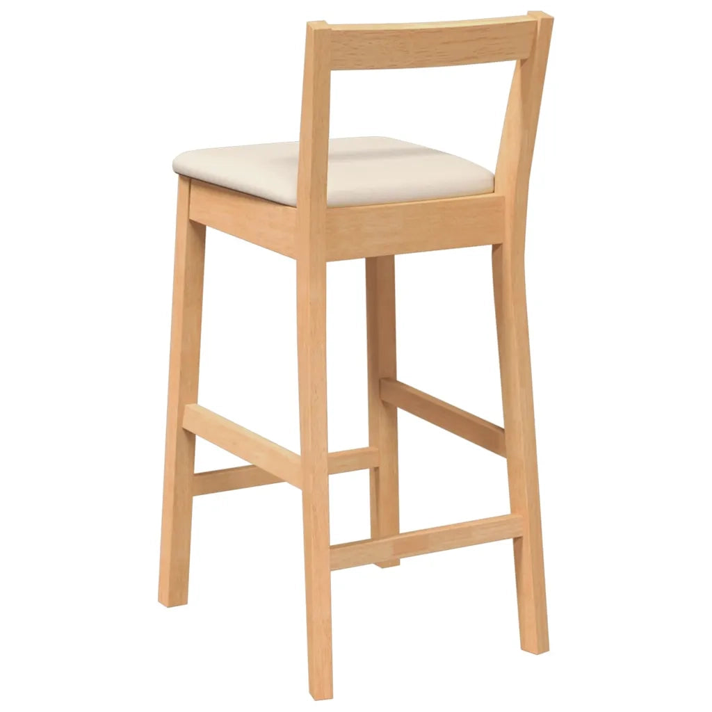 Sgabelli da Bar con Cuscini 2pz Naturale Legno Massello Hevea