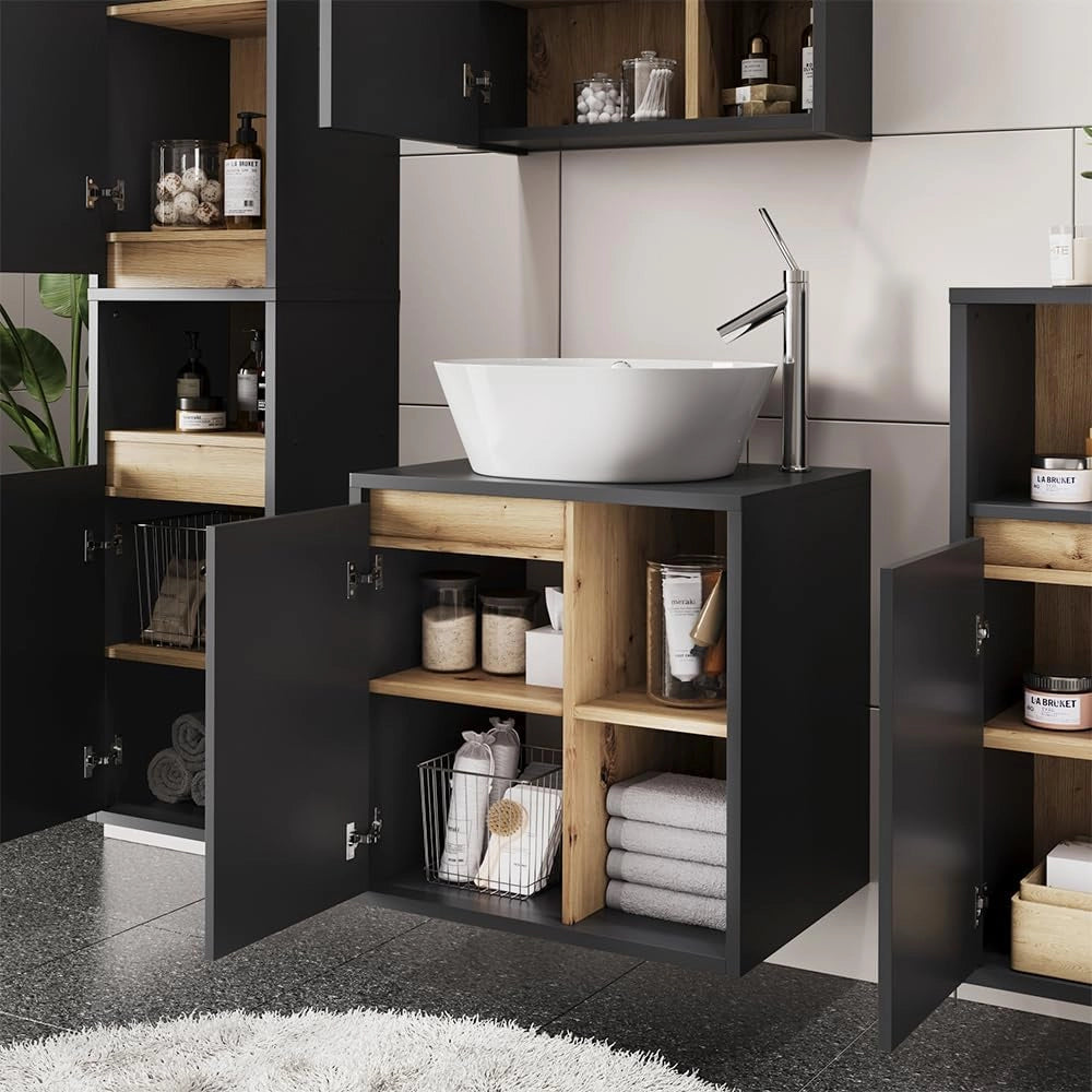 Mobiletto per lavabo Viola, Grigio/Artisan, 60 x 60 cm