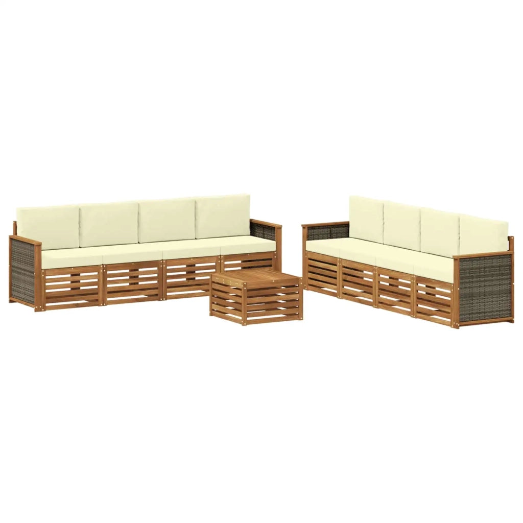 Set di divani da esterno 9 pz Naturale e Crema 3384166