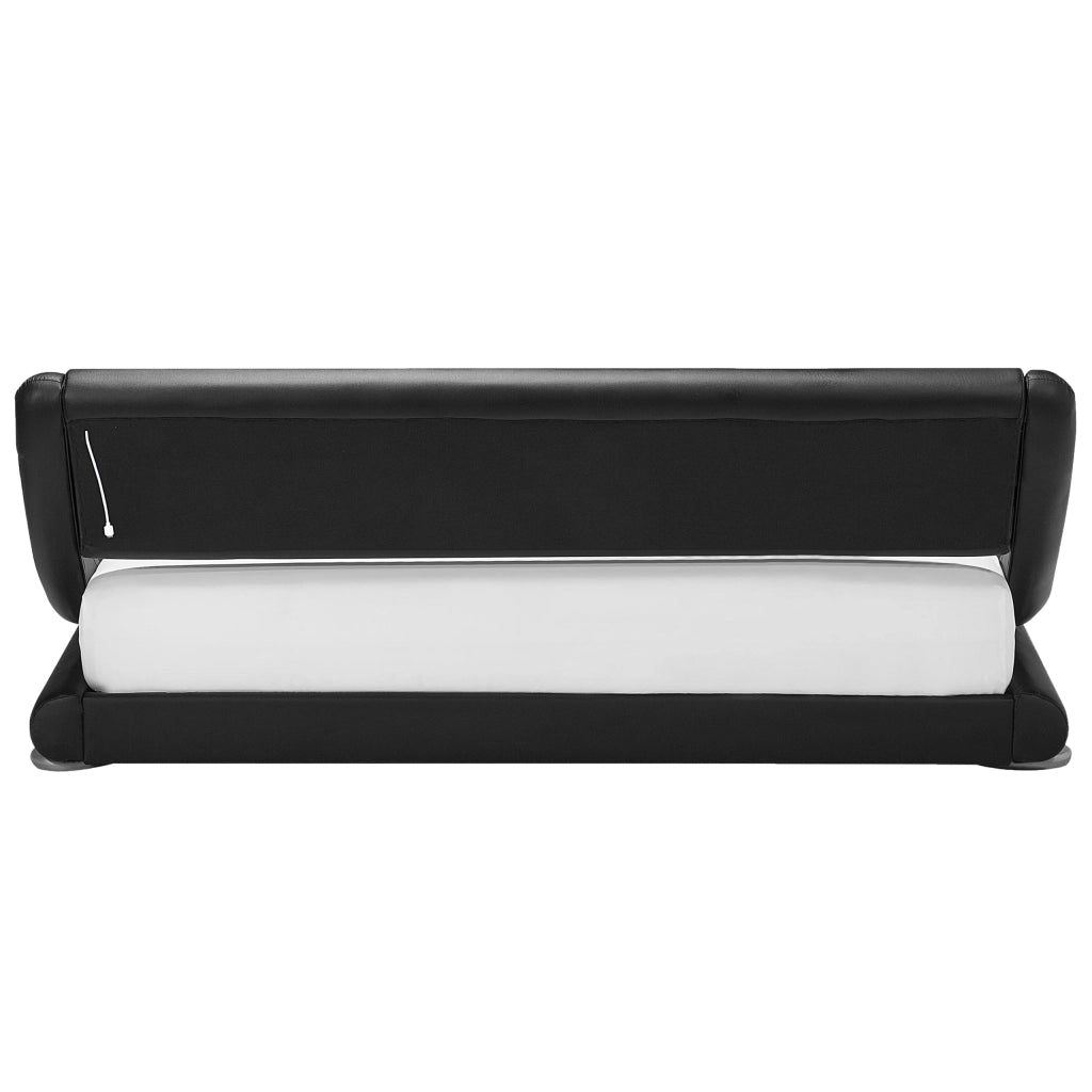 Piattaforma Letto ad acqua in ecopelle nera 140 cm 6 matrimoniale con accessori per materassi Testiera illuminata a LED
