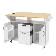 Carrello da Cucina con 2 Ante; 2 Cassetti; Piano Pieghevole; Prese e Portasciugamani; in MDF; Bianco e Naturale
