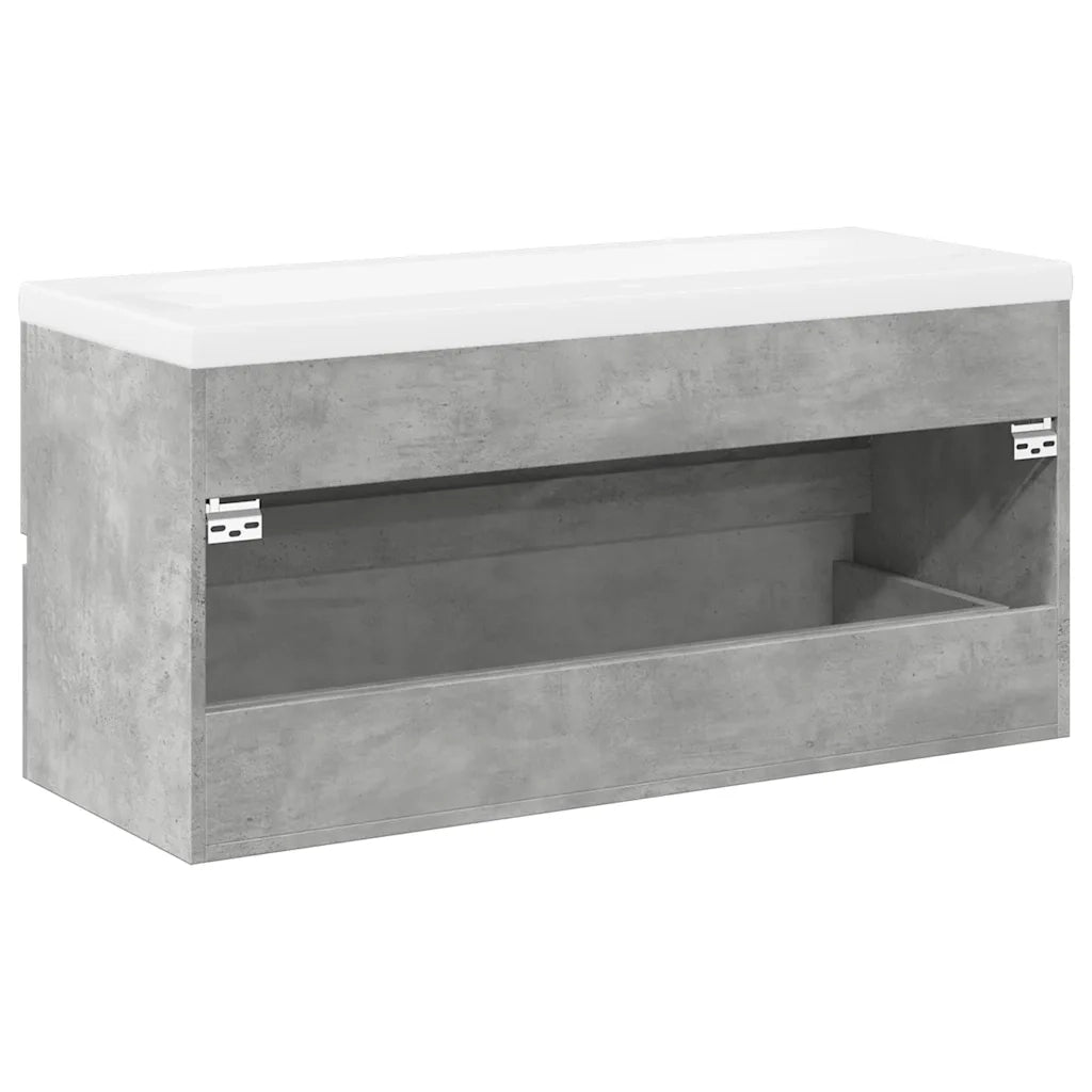 Set Mobili da Bagno | Armadio da bagno 2 pz Grigio Cemento in Legno Multistrato
