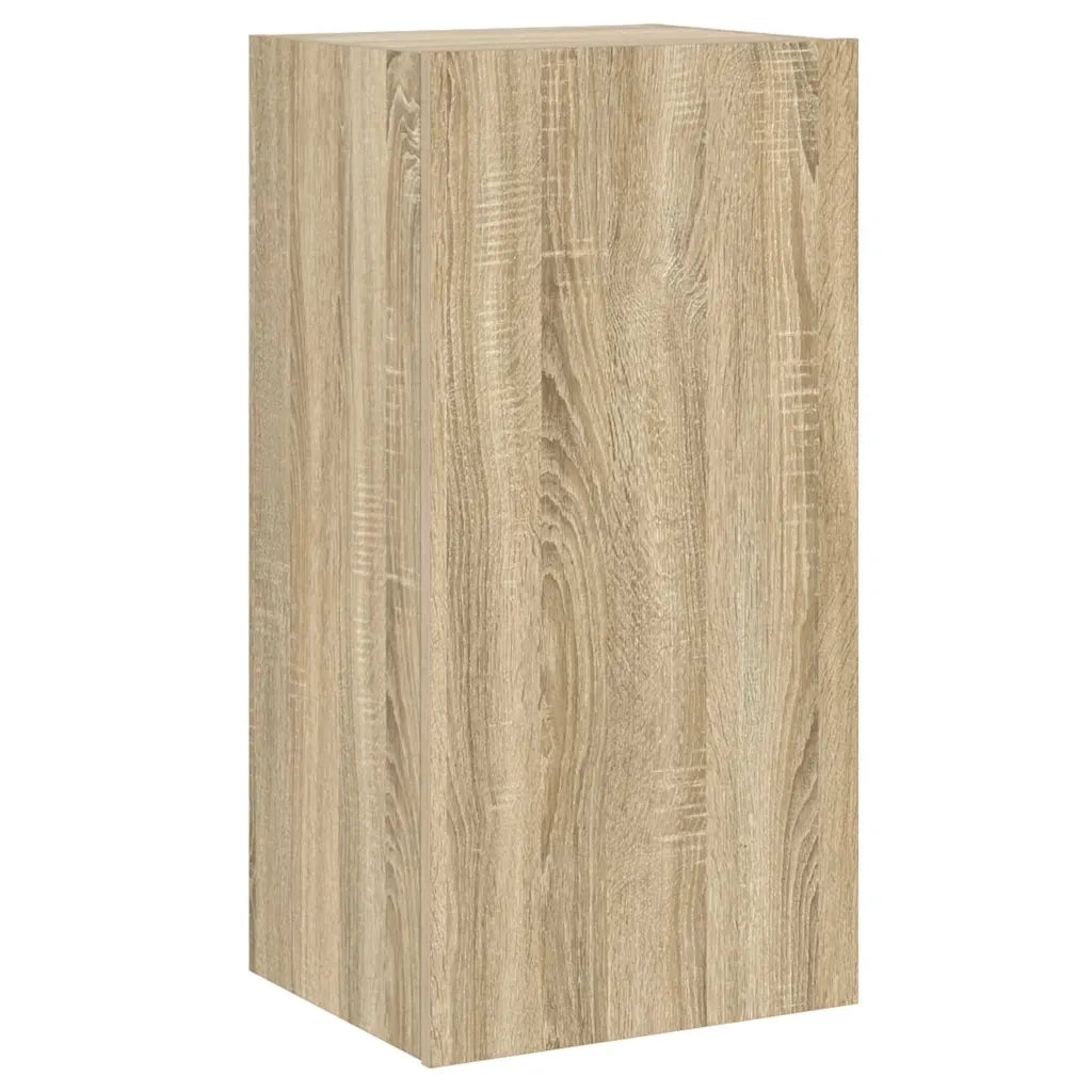 Mobile TV a Parete con Luci LED-Mobile TV a Muro Rovere Sonoma 40,5x35x80 cm