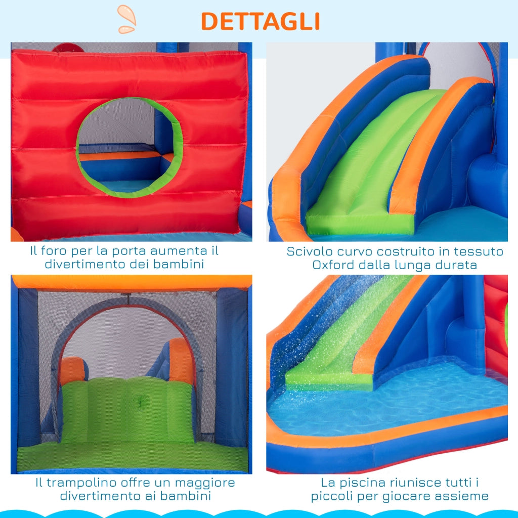 Castello Gonfiabile per Bambini con Scivolo e Piscina ¨C zephmum ¨C 380x340x170cm