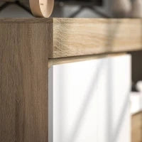 Mobile Porta TV 60" con Armadietto 2 Ante e Ripiano Aperto, 140x40x48 cm, Legno Naturale