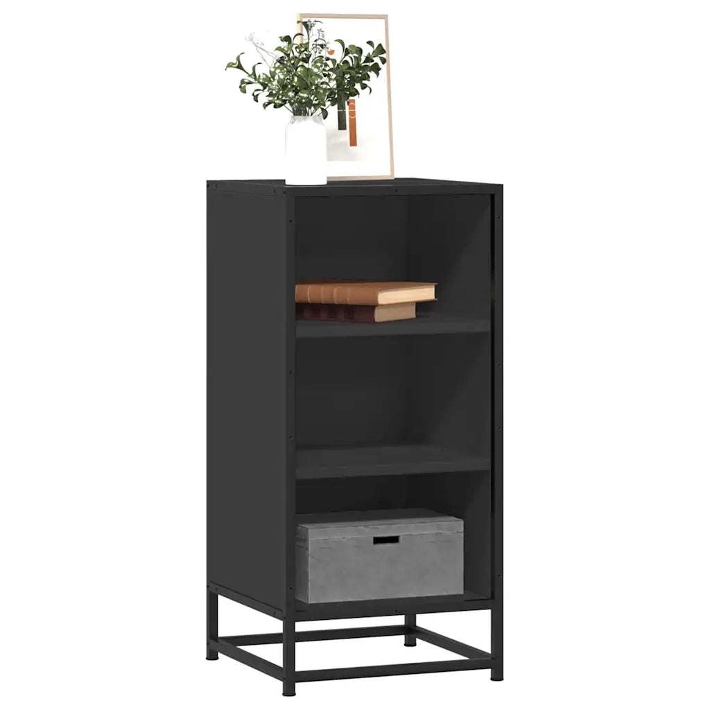 Credenza Rovere Nera 35,5x35x76 cm in Truciolato e Metallo 848949