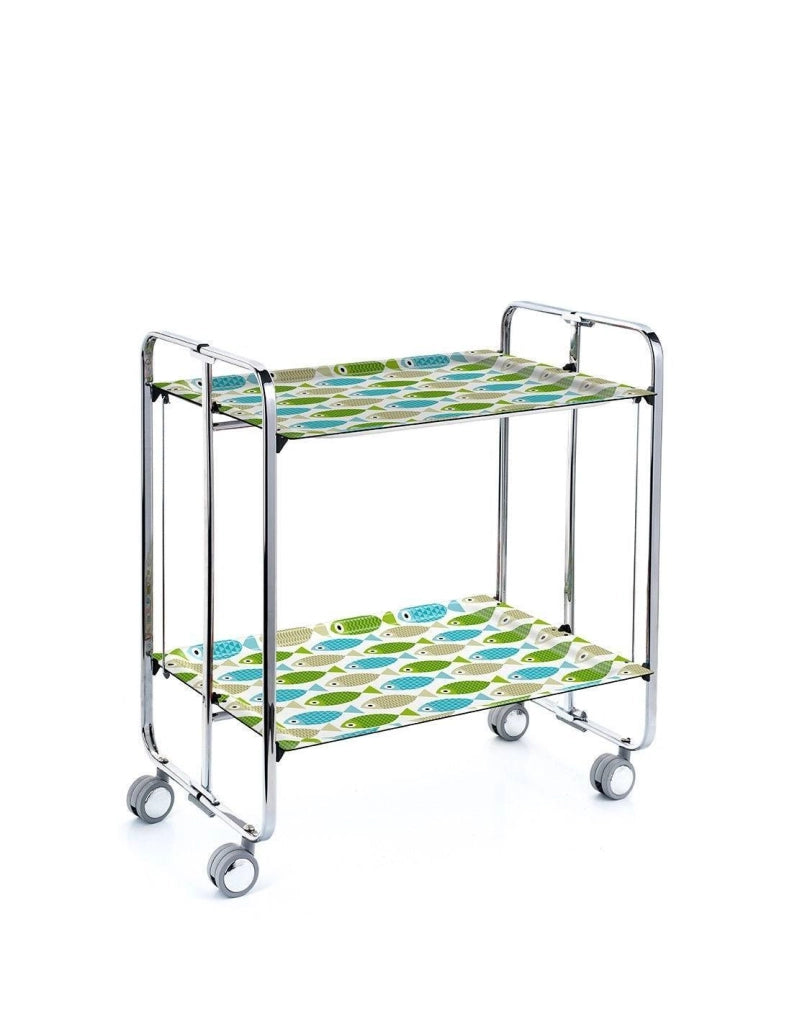 Carrello da cucina pieghevole cromato con ruote BAUHAUS 2 ripiani