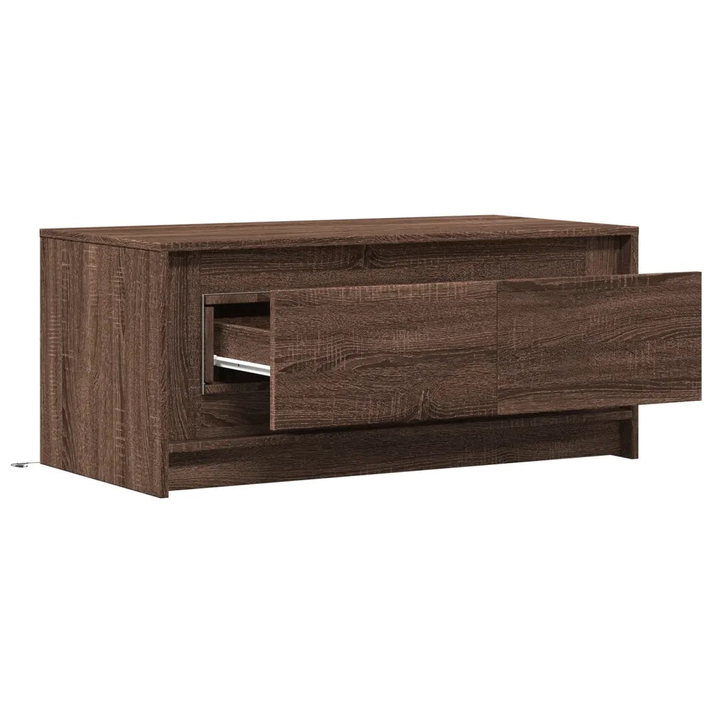 Tavolino da Salotto con Luci LED Rovere Marrone in Truciolato