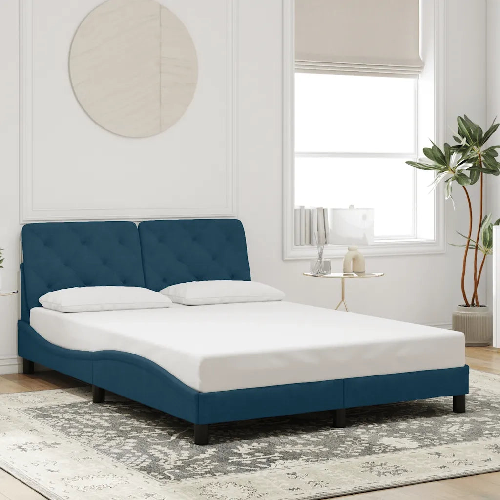 Giroletto senza Materasso Blu 140x200 cm in Velluto