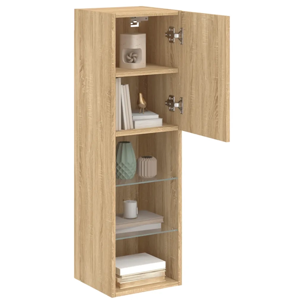 Mobili TV con Luci LED 2pz-Set di 2 Credenza per TV Rovere Sonoma 30,5x30x102 cm