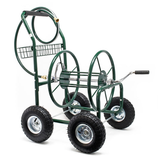 Carrello avvolgitubo da giardino con manovella, tubo non incluso, per tubi da 16mm (5/8″) lunghi max 76m, ruote 25cm