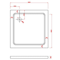 Piatto Doccia 90x90x5 cm Quadrato Abs mod. Selene