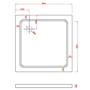 Piatto Doccia 90x90x5 cm Quadrato Abs mod. Selene