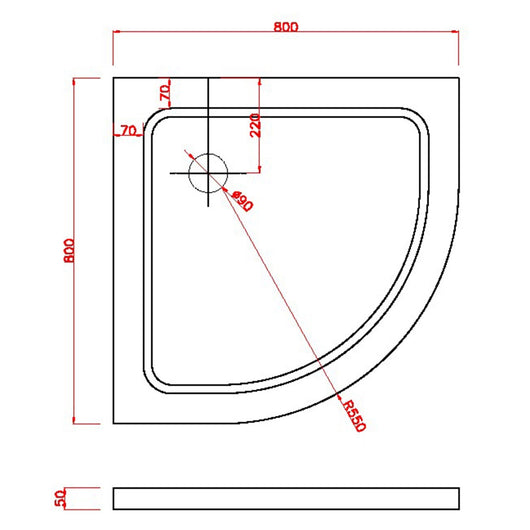 Piatto Doccia 80x80x5 cm Semicircolare Abs mod. Selene