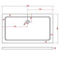 Piatto Doccia 80x140x5 cm Rettangolare Abs mod. Selene