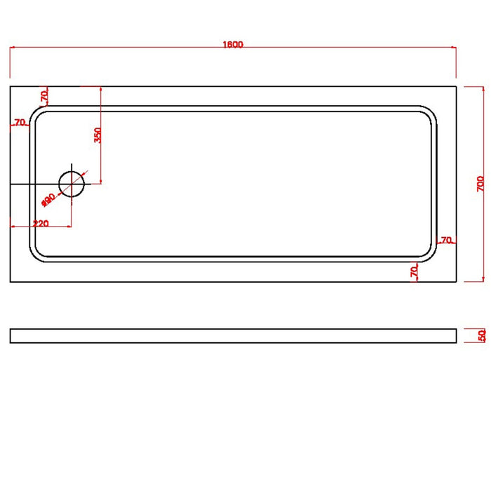Piatto Doccia 70x159x5 cm Rettangolare Abs mod. Selene