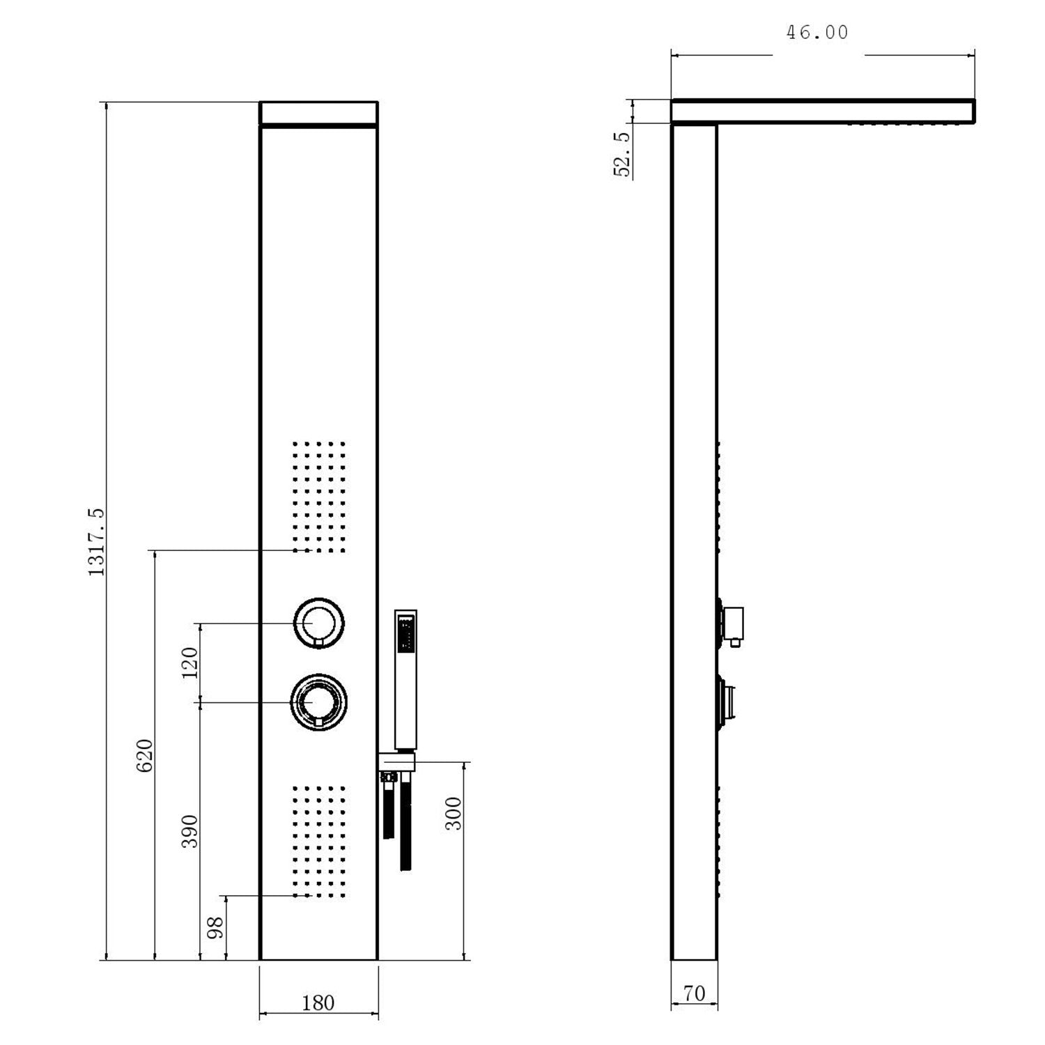 Alaska - Pannello Acciaio Inox 3 Vie
