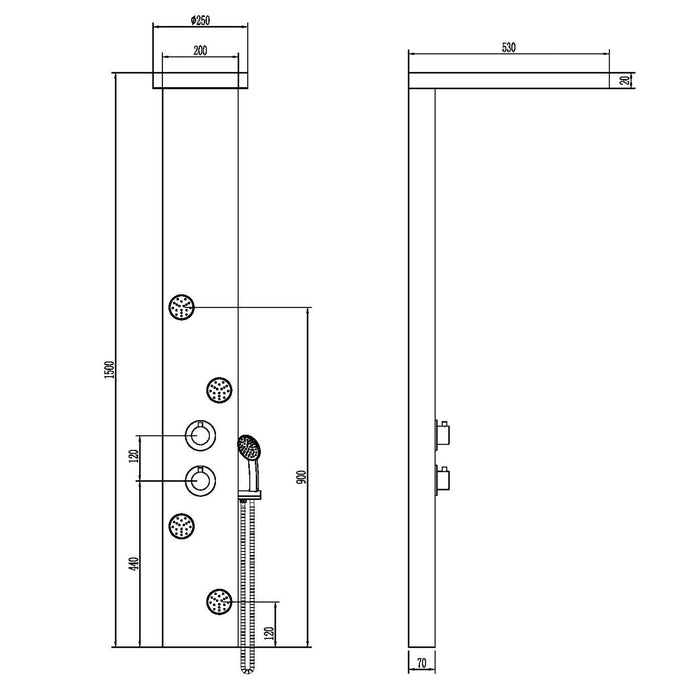 Alaska - Pannello Acciaio Inox Cromato 4 Vie
