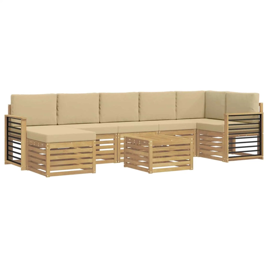 Set di divani da esterno 8 pcs Bianco e Beige 59 x 59 x 37 cm