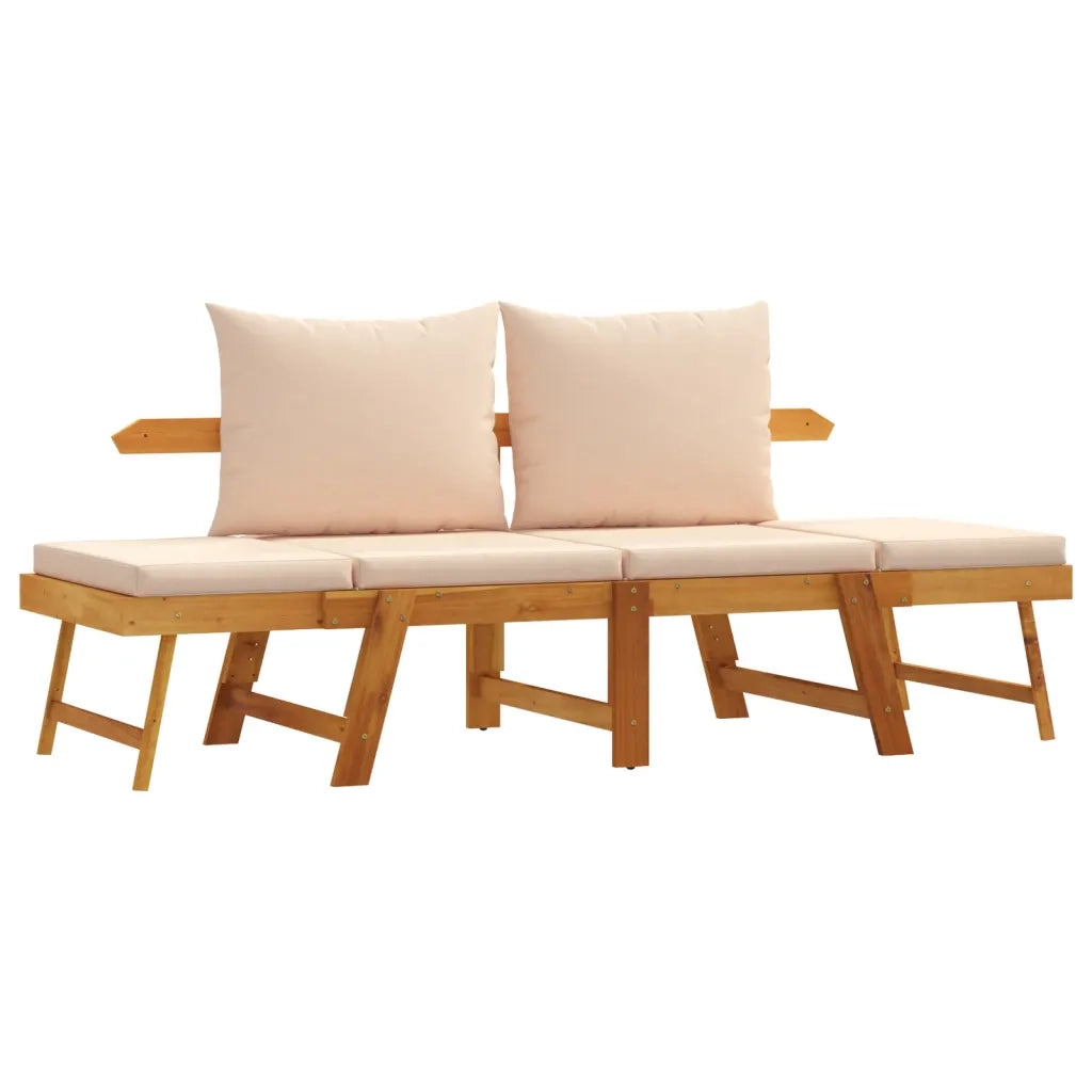 Panchina da Giardino | Panca da Giardino con Cuscini 2-in-1 in Legno di Acacia