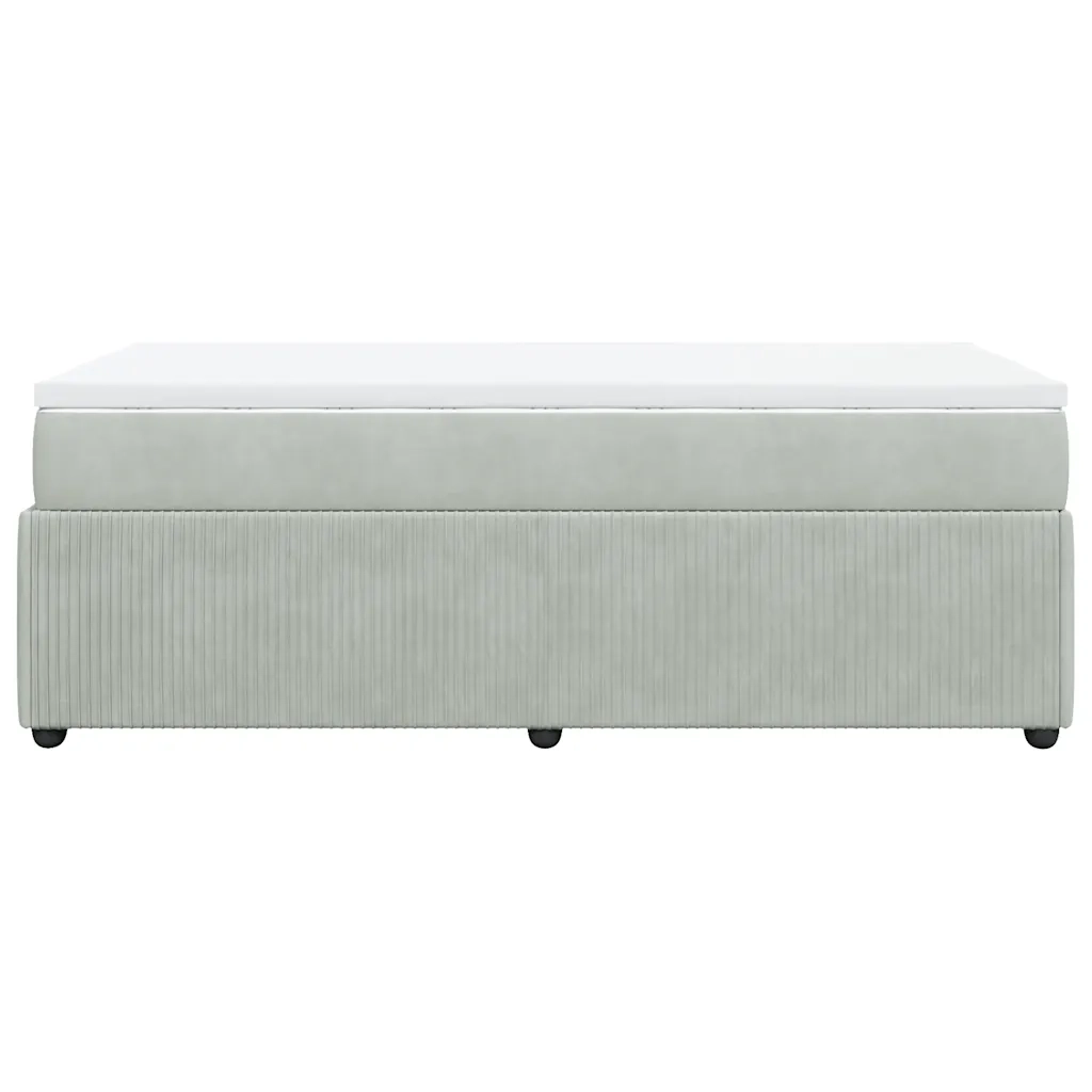 Letto singolo | Letto per adulti | Giroletto a Molle con Materasso Grigio Chiaro 90x200 cm Velluto