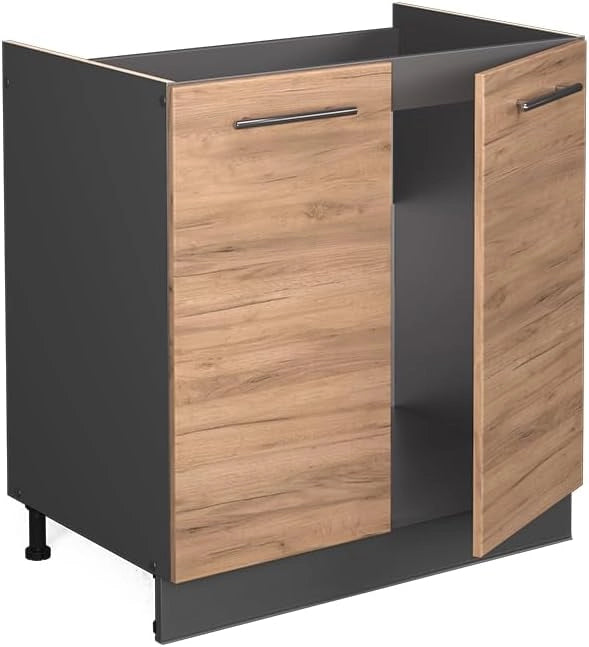 Mobile lavello cucina Fame-Line, Quercia dorata, 80 cm senza piano di lavoro, per la combinazione con altri moduli della serie Fame-Line